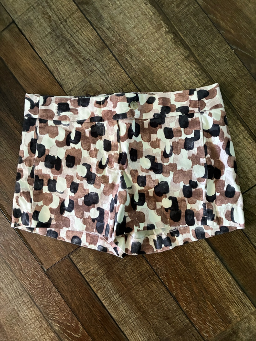 J. Crew sz 0 Printed Cotton Blend Shorts in Brown Multi euc